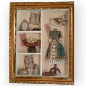 Arister Gifts Victorian Fashion Dress & Accessories Frame Shadow Box 3D Diorama